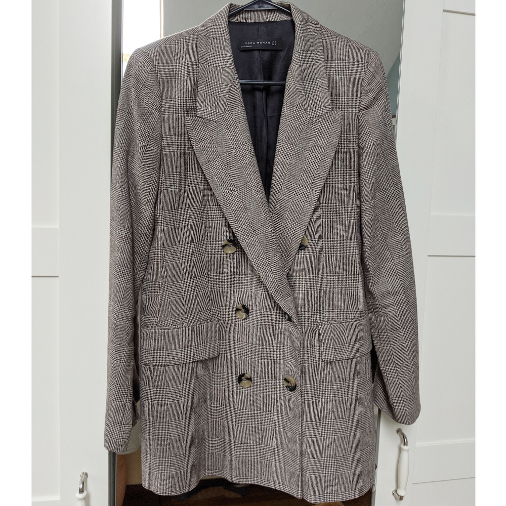 Zara plaid Double breasted blazer